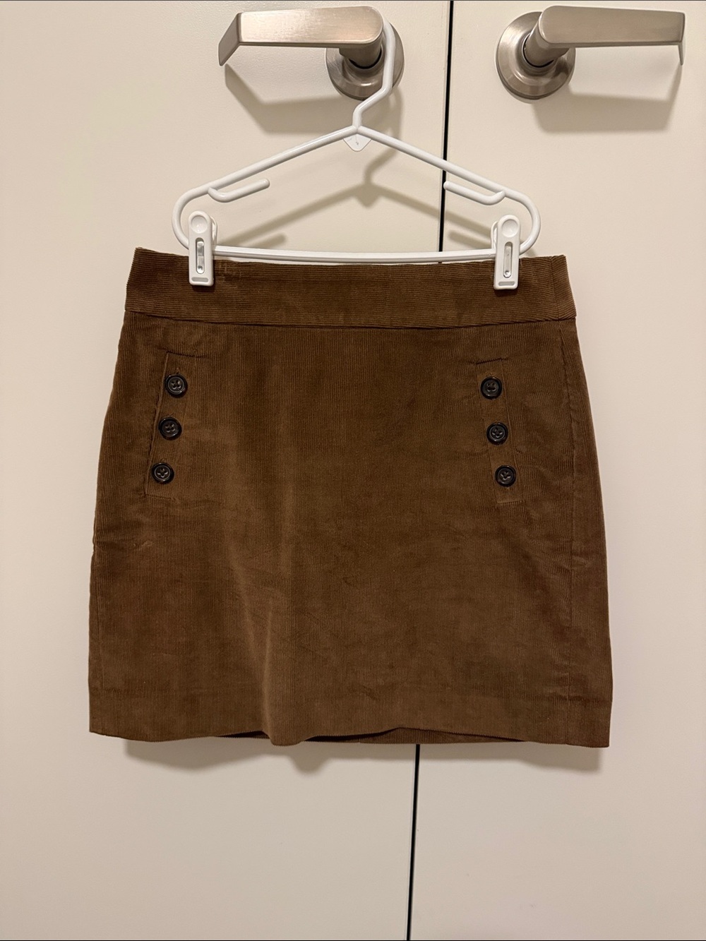 BR Brown Corduroy Mini Skirt with Button Detail